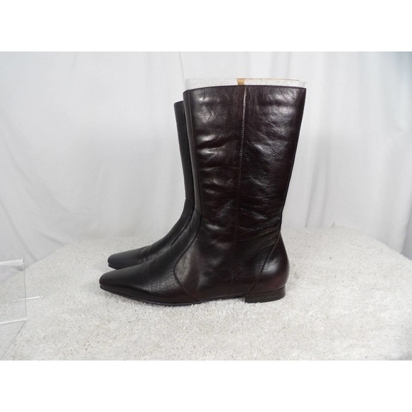 Bandolina Mens Brown Al Leather Square Toe Side Zipper Mid Calf Boots Size 7 M - Picture 1 of 10